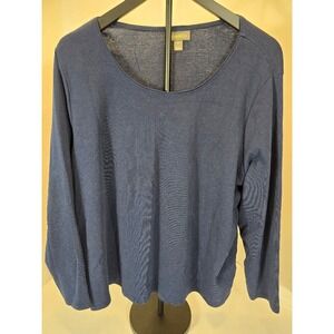 Style & Co Women's 2X Blue Long Sleeve Round Neck Top‎ Casual Pullover 2X